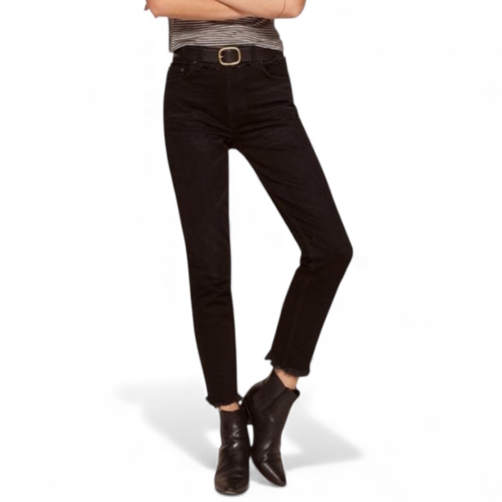 Reformation Julia Cropped Cigarette Frayed High Waist Jean Size 28